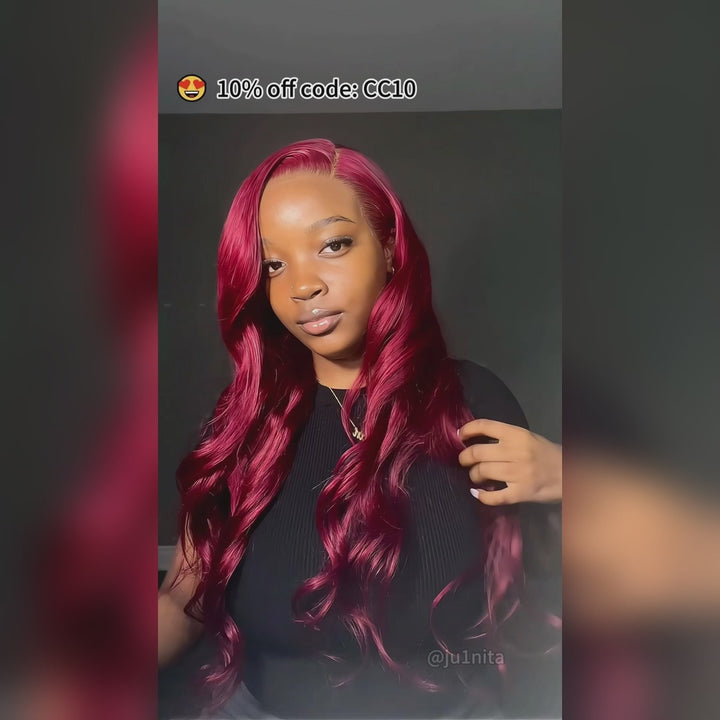 Burgundy Pre-cut Wigs Human Hair 99j Lace Front Wig 13x4 13x6 Straight Glueless Human Hair Wigs Pre Plucked Hairline