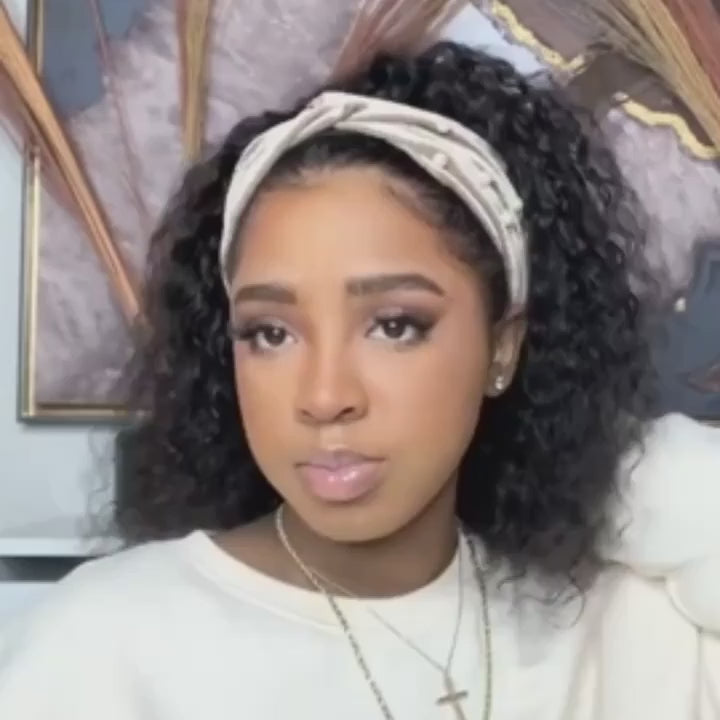 BlingHair Kinky Curly Headband Human Hair Wig No Code Needed