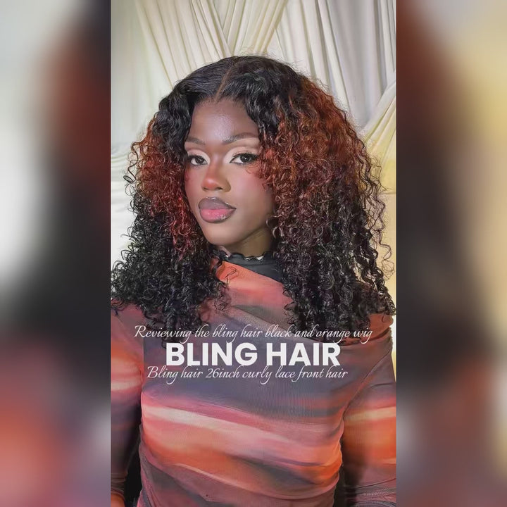 Curly Lace Closure Wig Highlight Brown Colored Lace Frontal Human Hair Wigs