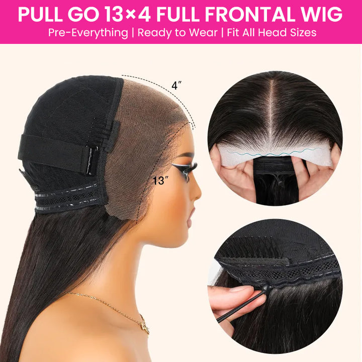 Pull & Go 13x6 13x4 Full Frontal Body Wave Glueless Lace Front Human Hair Wigs Pre-Everything