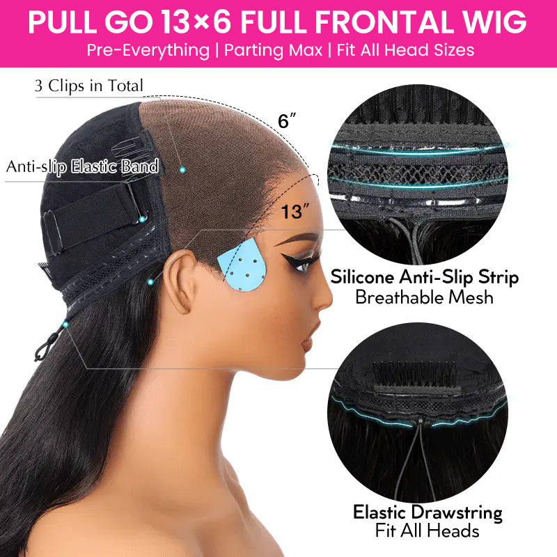 Pull & Go 13x6 13x4 Full Frontal Body Wave Glueless Lace Front Human Hair Wigs Pre-Everything