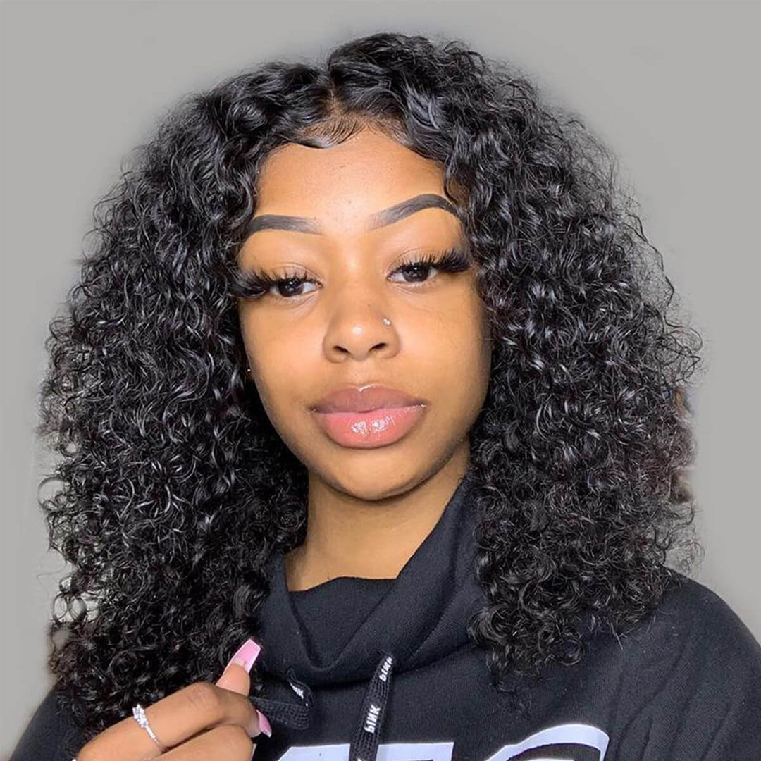 Short Water Wave Curly Bob Wigs Pre Plucked Lace Wigs Human Hair For Women