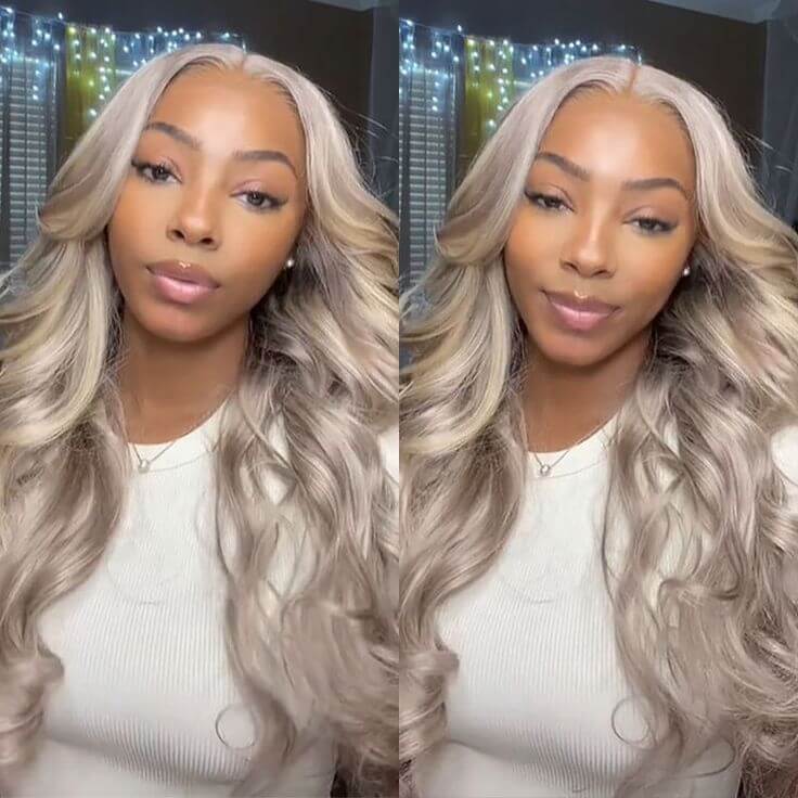 Wear go Blonde Balayage On Brown Body Wave Wigs HD Transparent Lace Human Hair Wig