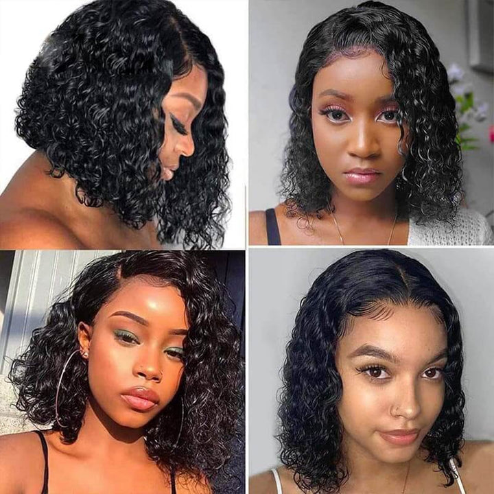 Water Curly Human Hair Wigs for Women Pre-Plucked Transparent Lace Bob Wig Same Video