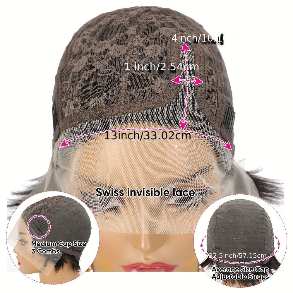 Short Curly Side Part 13x1 T Lace Bob Human Hair Wigs Pixie Cut