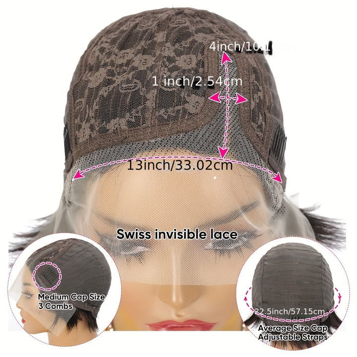 Short Curly Side Part 13x1 T Lace Bob Human Hair Wigs Pixie Cut