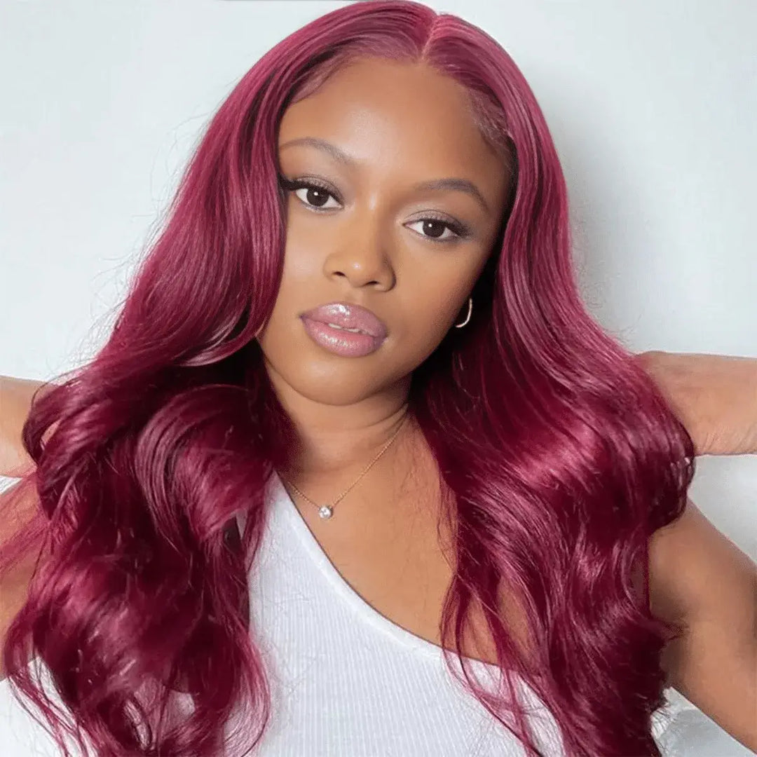 Burgundy Pre-cut Wigs Human Hair 99j Lace Front Wig 13x4 13x6 Straight Glueless Human Hair Wigs Pre Plucked Hairline