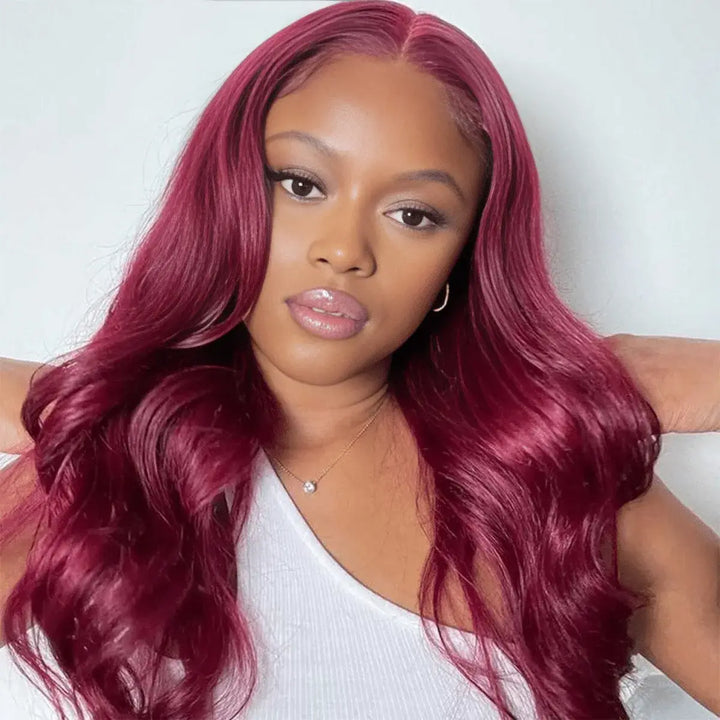 Burgundy Pre-cut Wigs Human Hair 99j Lace Front Wig 13x4 13x6 Straight Glueless Human Hair Wigs Pre Plucked Hairline