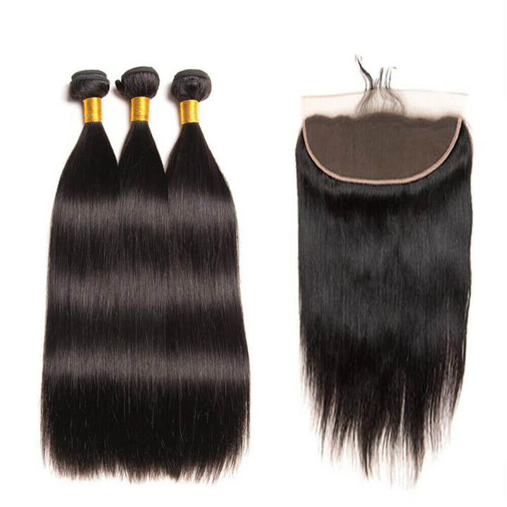 Straight Bundles With 13×4 Lace Frontal 10A Grade 100% Human Virgin Hair Bling Hair