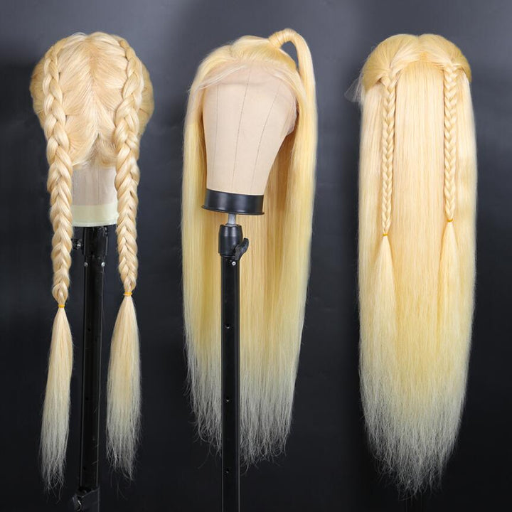 Straight 360 Lace Wig Human Hair Pre Plucked 613 Blonde Hd Lace Frontal Wig Remy Brazilian Hair Wigs