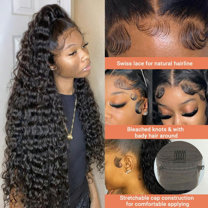 13x4/13x6 Lace Frontal Wigs Human Hair Kinky Curly Frontal Wig Brazilian Wave Curly Wigs for Women 180% Density