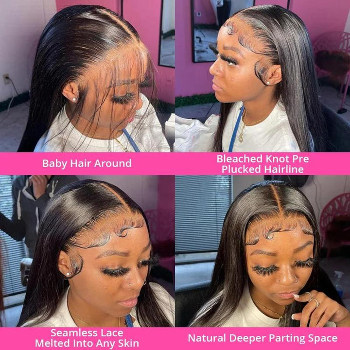 Bling Hair 360 Invisi Strap Lace Front Wig Human Hair Straight Transparent Lace Frontal Wigs
