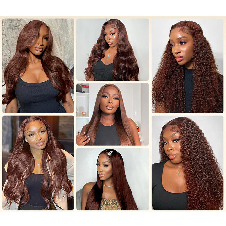 Bling Hair Brown 13x4/13x6 Lace Front Human Hair Wigs Color #4 Straight Lace Frontal Wig 180% Density