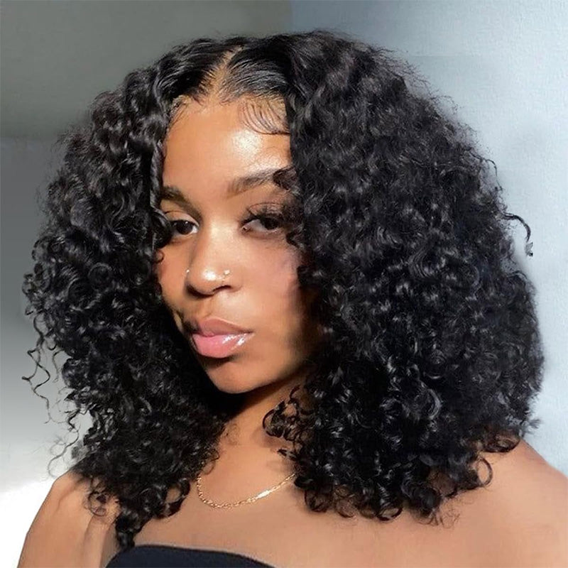 Short Water Wave Curly Bob Wigs Pre Plucked Lace Wigs Human Hair For Women