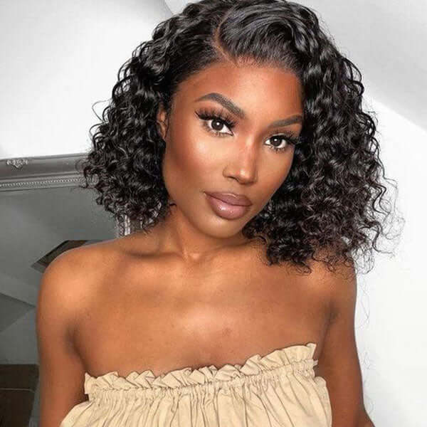 Water Curly Human Hair Wigs for Women Pre-Plucked Transparent Lace Bob Wig Same Video