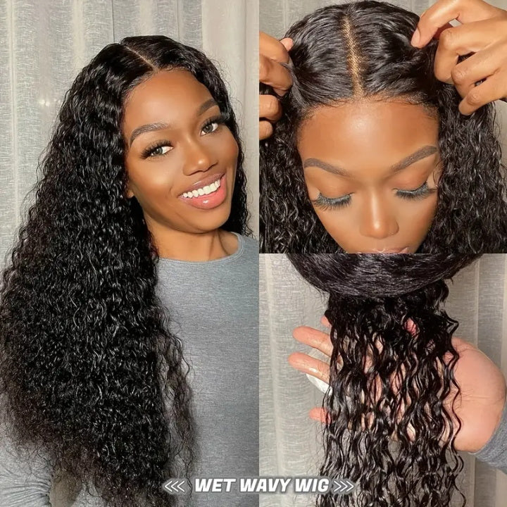 Pre Cut Water Wave HD Glueless Wig with Pre Plucked Hairline Wear&Go