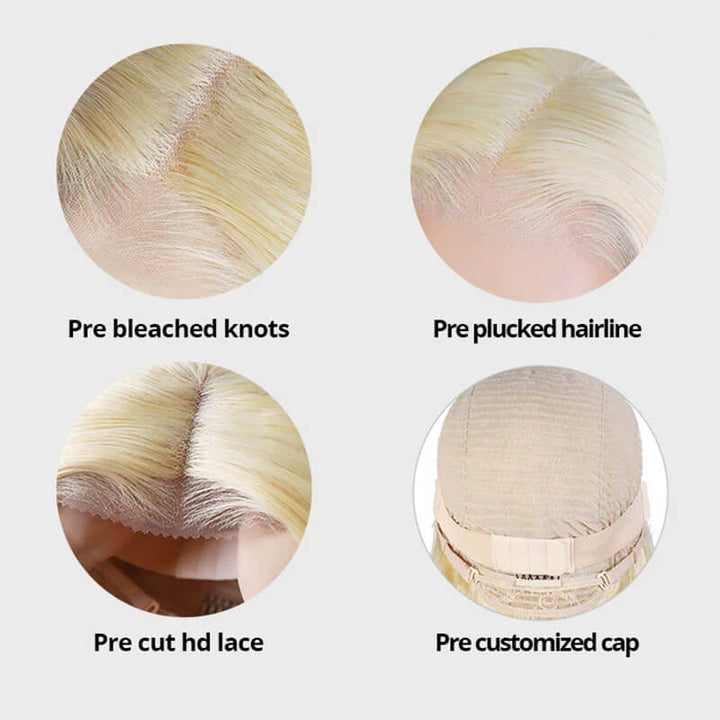 613 Blonde Ready To Wear Glueless 4*4 5*5 Transparent Lace Closure Straight Wig Pre-plucked