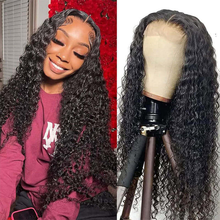Water Wave 5x5 Glueless Lace Wigs Human Hair Pre Plucked Closure Wigs