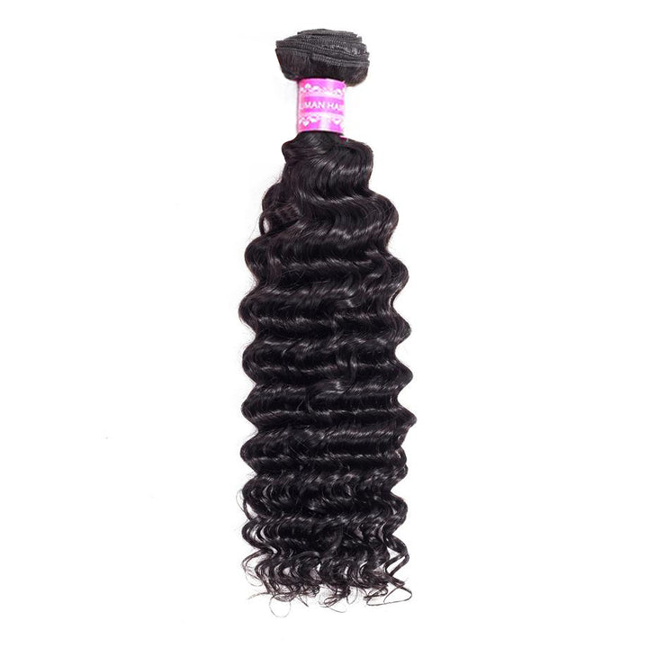Deep Wave Hair 1 Bundle Nature Black Hair 10A Grade 100% Virgin Human Hair Bling Hair