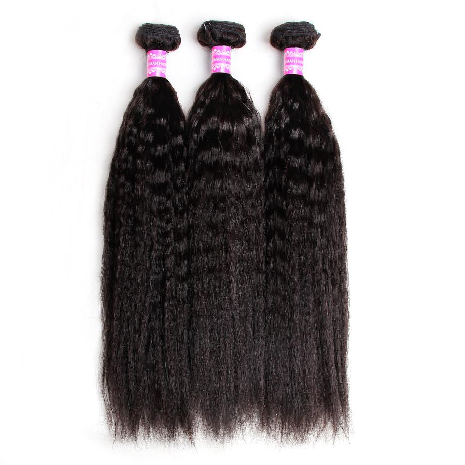 Kinky Straight 3 Bundles 100% Human Hair Weave Bundles