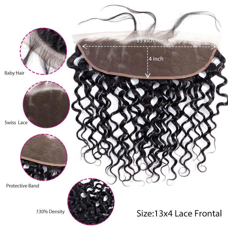 Brazilian Water Wave Bundles With 13×4 Lace Frontal 10A Grade 100% Human Remy Hair Bling Hair - Bling Hair