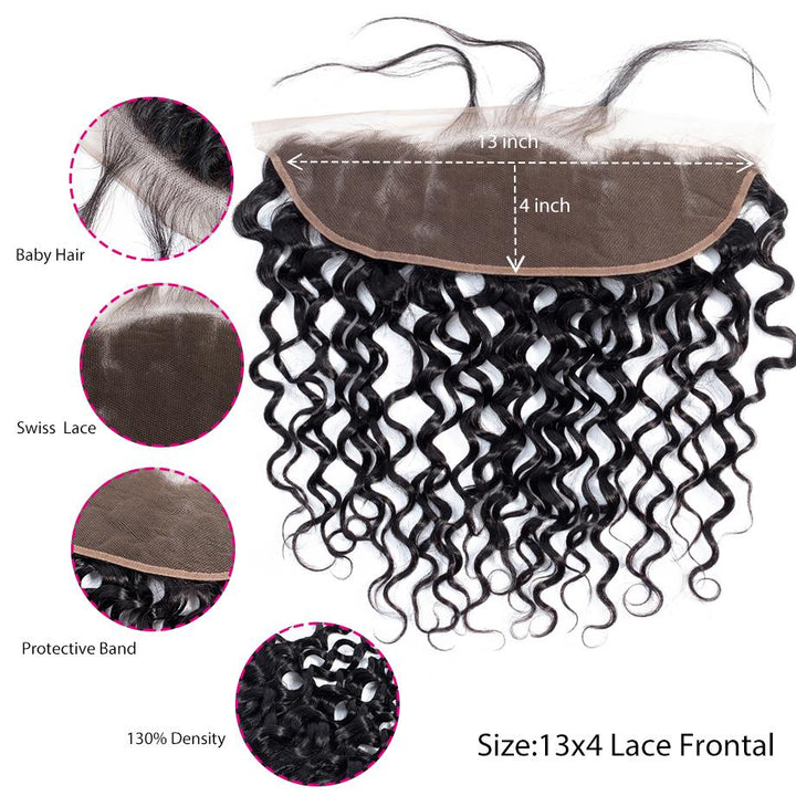 Brazilian Water Wave Bundles With 13×4 Lace Frontal 10A Grade 100% Human Remy Hair Bling Hair - Bling Hair