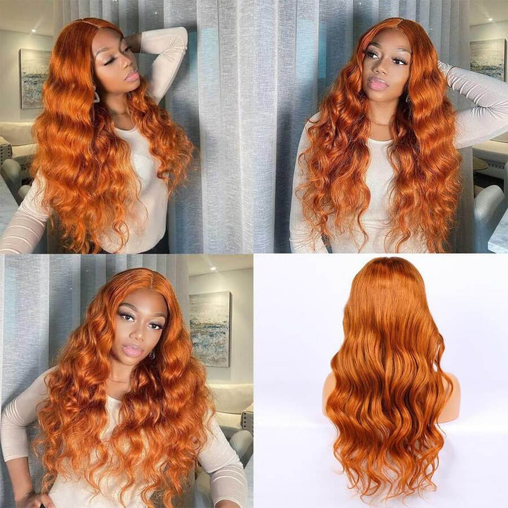 Ginger Orange Body Wave Transparent Lace Front Wig