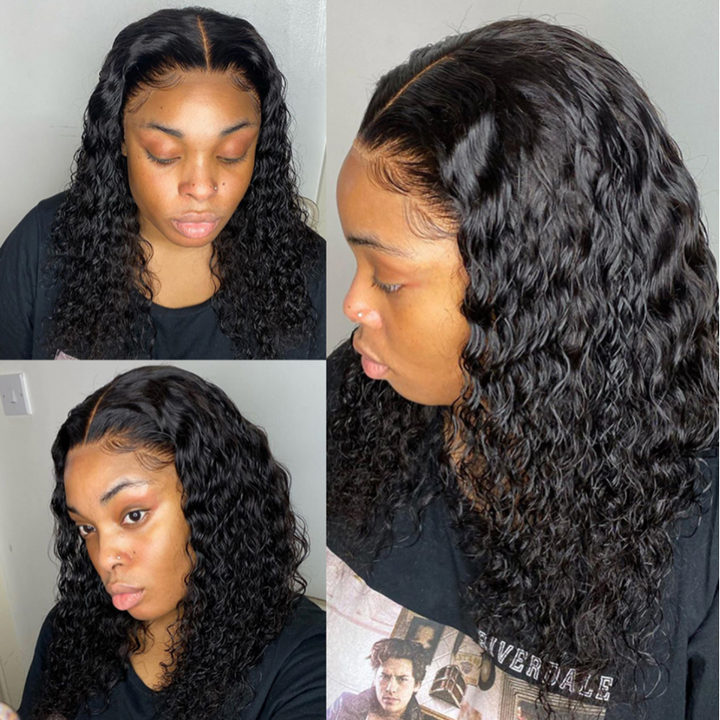 Water Wave Human Hair 4x4 Lace Closure Wig Brazilian Natural Hairline Wig BlingHair