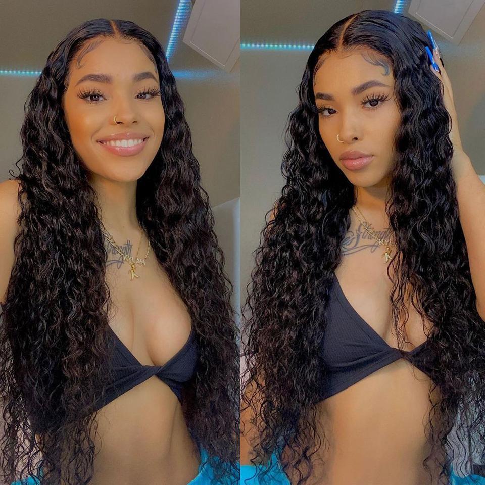 Water Wave Human Hair 4x4 Lace Closure Wig Brazilian Natural Hairline Wig BlingHair
