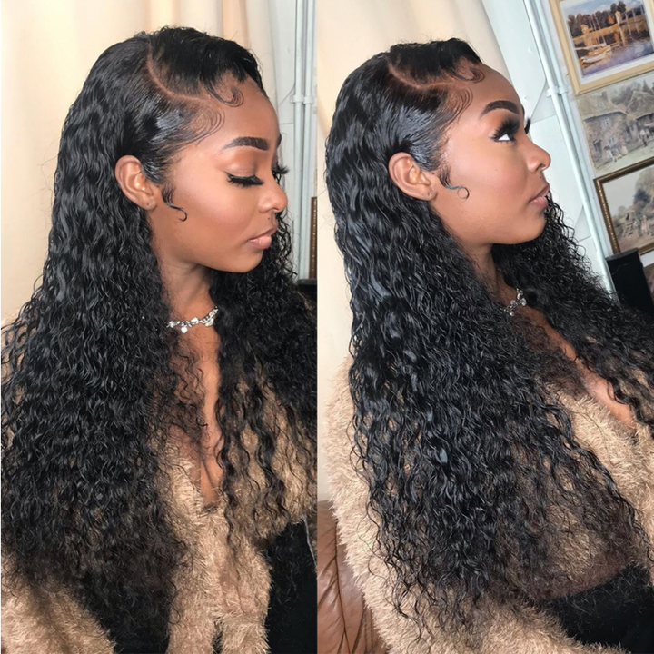 Water Wave Human Hair 4x4 Lace Closure Wig Brazilian Natural Hairline Wig BlingHair