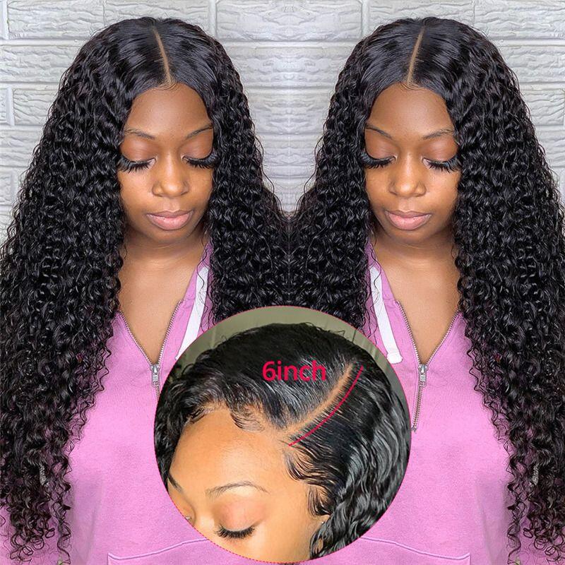 13x6 Full Frontal Kinky Curly Transaprent Lace Front Human Hair Wig