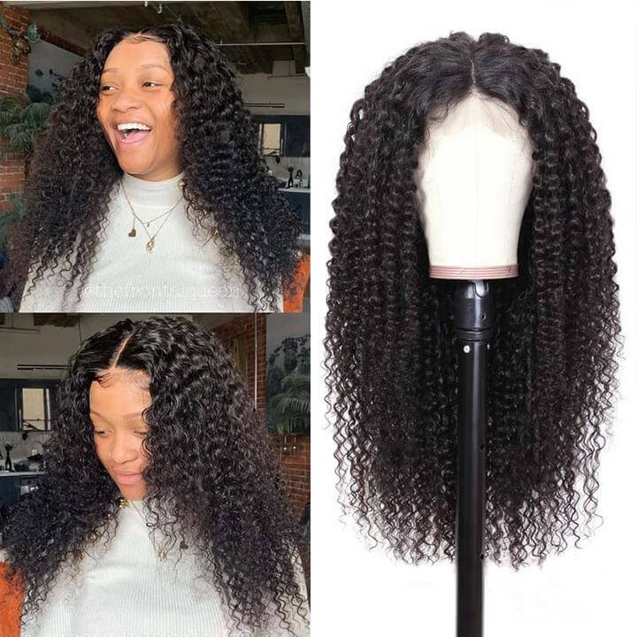 13x6 Full Frontal Kinky Curly Transaprent Lace Front Human Hair Wig