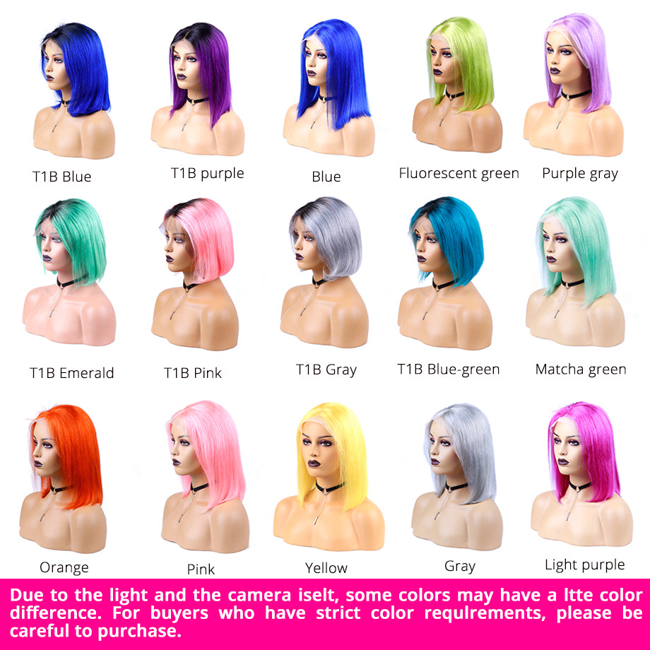 Peluca frontal de encaje transparente de color caramelo 13 * 4 Pelucas rectas de Bob corto Blinghair 