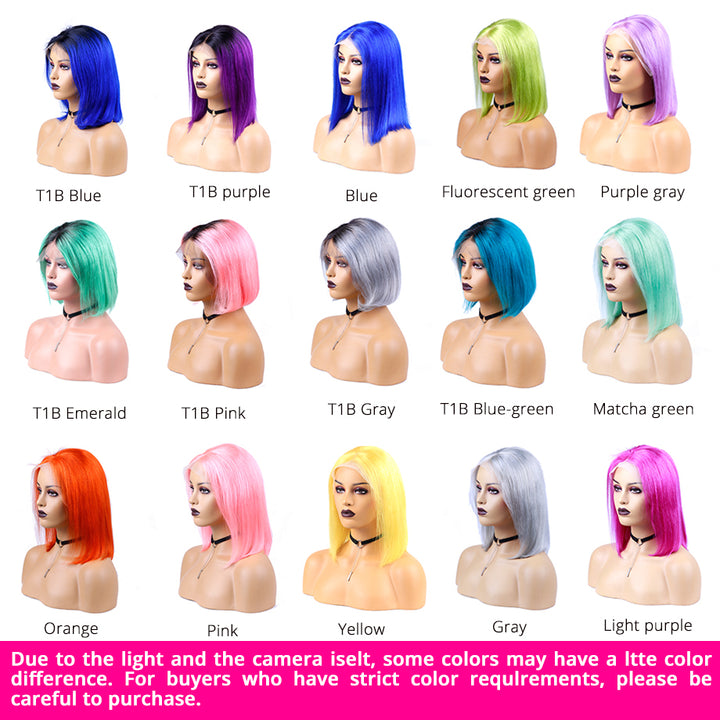 Peluca frontal de encaje transparente de color caramelo 13 * 4 Pelucas rectas de Bob corto Blinghair 