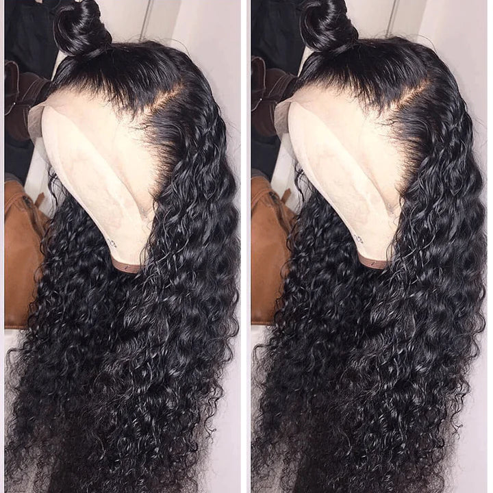 Deep Curl 13x6 Lace Frontal Wig With Baby Hair Natural Black Human Hair Wig