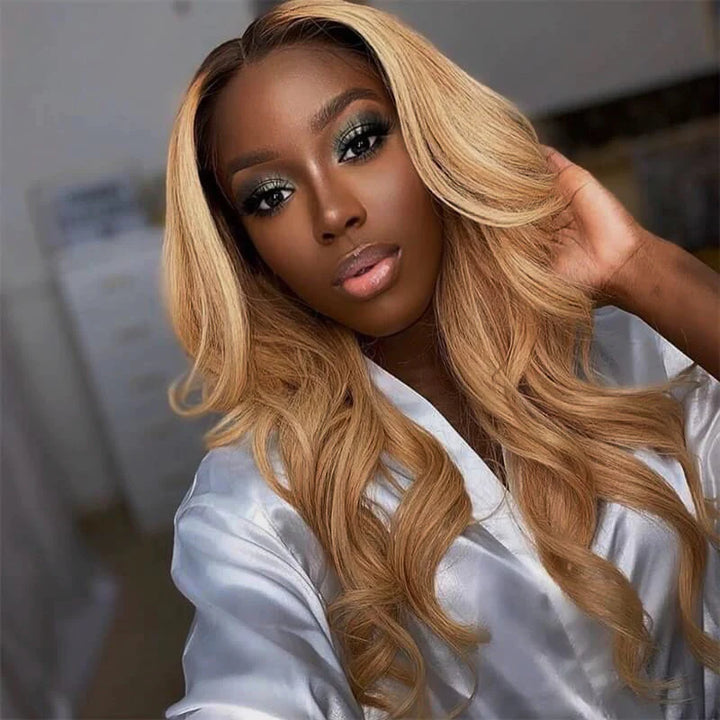 Bling Hair 1B27 Ombre Color Body Wave Transparent Lace Wigs