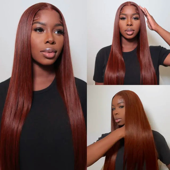 Reddish Brown Bone Straight 13x4 Lace Front Wig Human Hair Wig