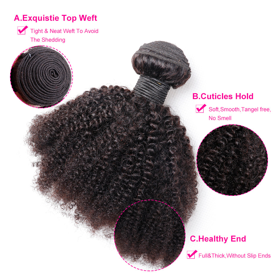 Brazilian Afro Kinky Curly 3 Bundles 100% Human Hair Weave Bundles Remy Hair Extension Bling Hair - Bling Hair