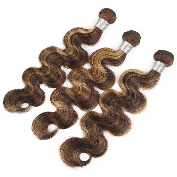 Highlight Body Wave Bundles Remy Brazilian Human Hair P4/27 Ombre Piano Color Hair Extensions