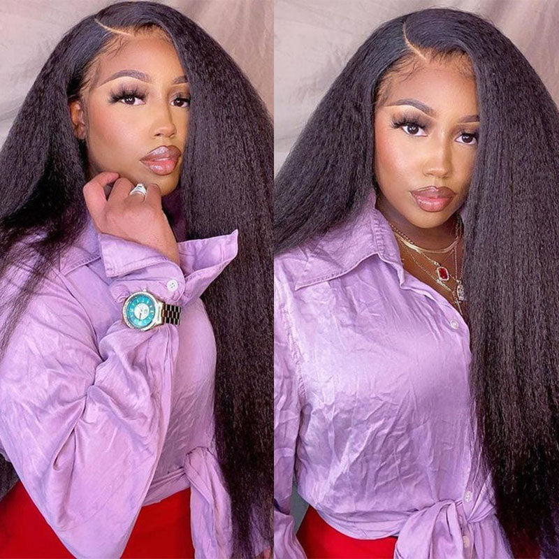 Kinky Straight 100% Human Hair 4 Bundles With 4×4 Closure Free Part Bling Hair