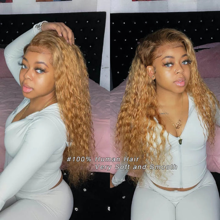 T427 Ombre Color Water Wave Transparent Lace Wigs