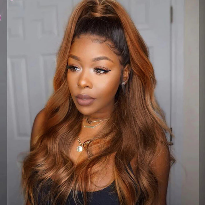 T1b/30 Ombre Colored Wigs Transparent Lace Human Hair Fashion Style 180% Density 13*4 Lace Frontal Wig