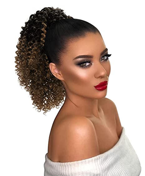 Afro Kinky Curly Ponytail Human Hair Remy Brésilien Wrap Around Ponytail Drawstring Ponytail Clip In Hair Extensions