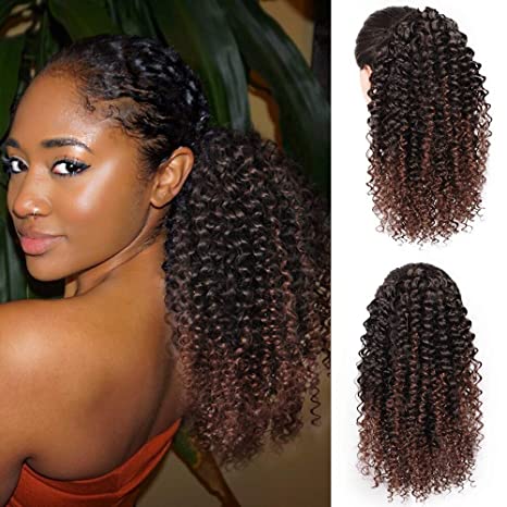 Afro Kinky Curly Ponytail Human Hair Remy Brésilien Wrap Around Ponytail Drawstring Ponytail Clip In Hair Extensions