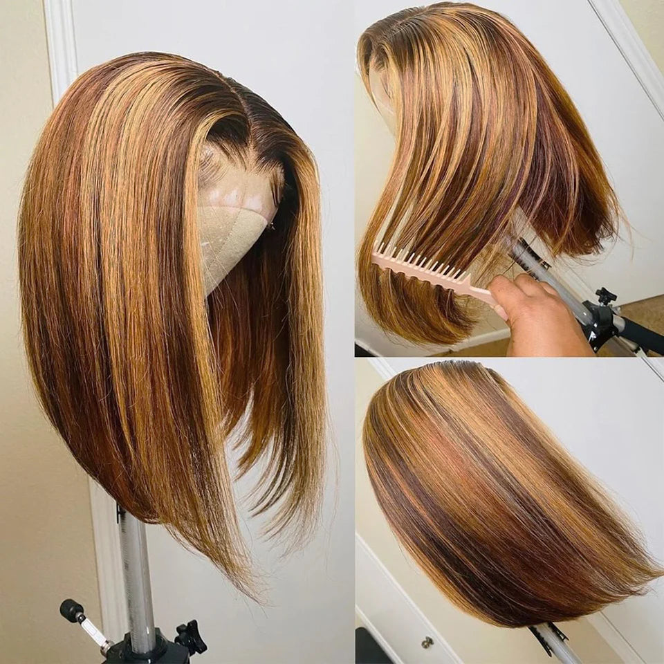 Crimp Wigs HD Lace Wig 22inch Plus 13x4 Lace Frontal Piano Color Bob Wig Buy One Get One Free