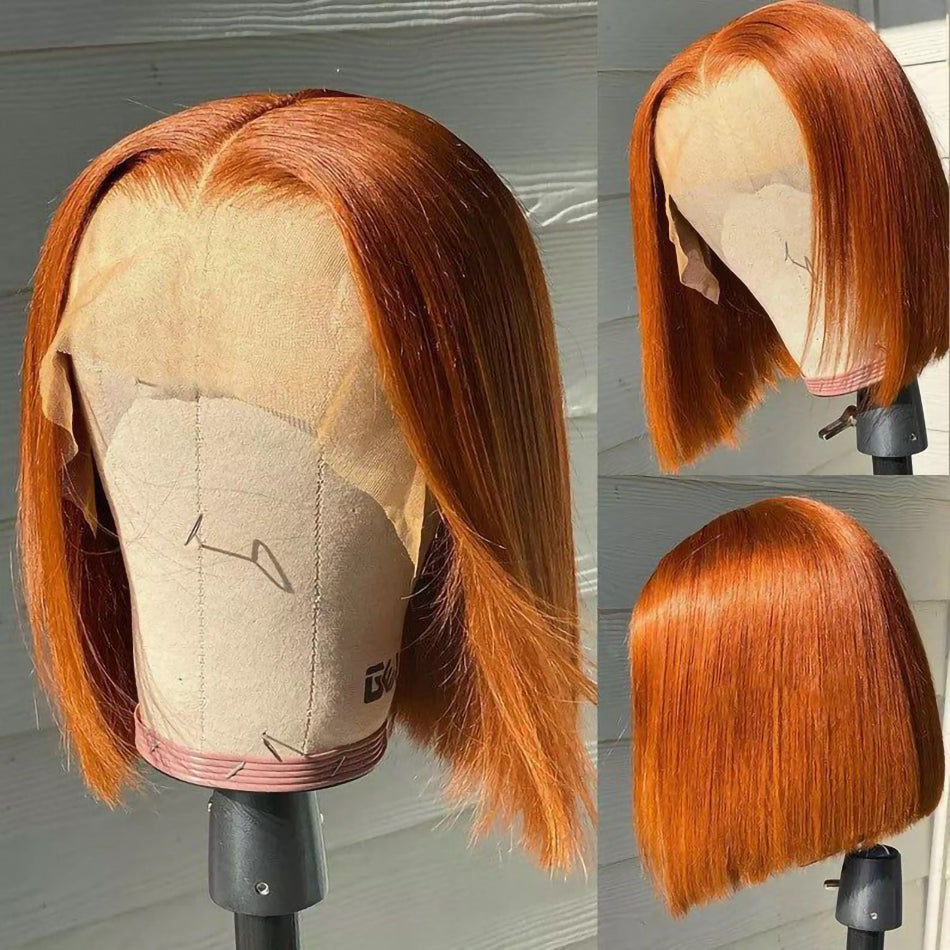 Ginger Wig Brazilian Human Hair Bob Wigs Straight 13x4 Lace Front Human Hair Wigs