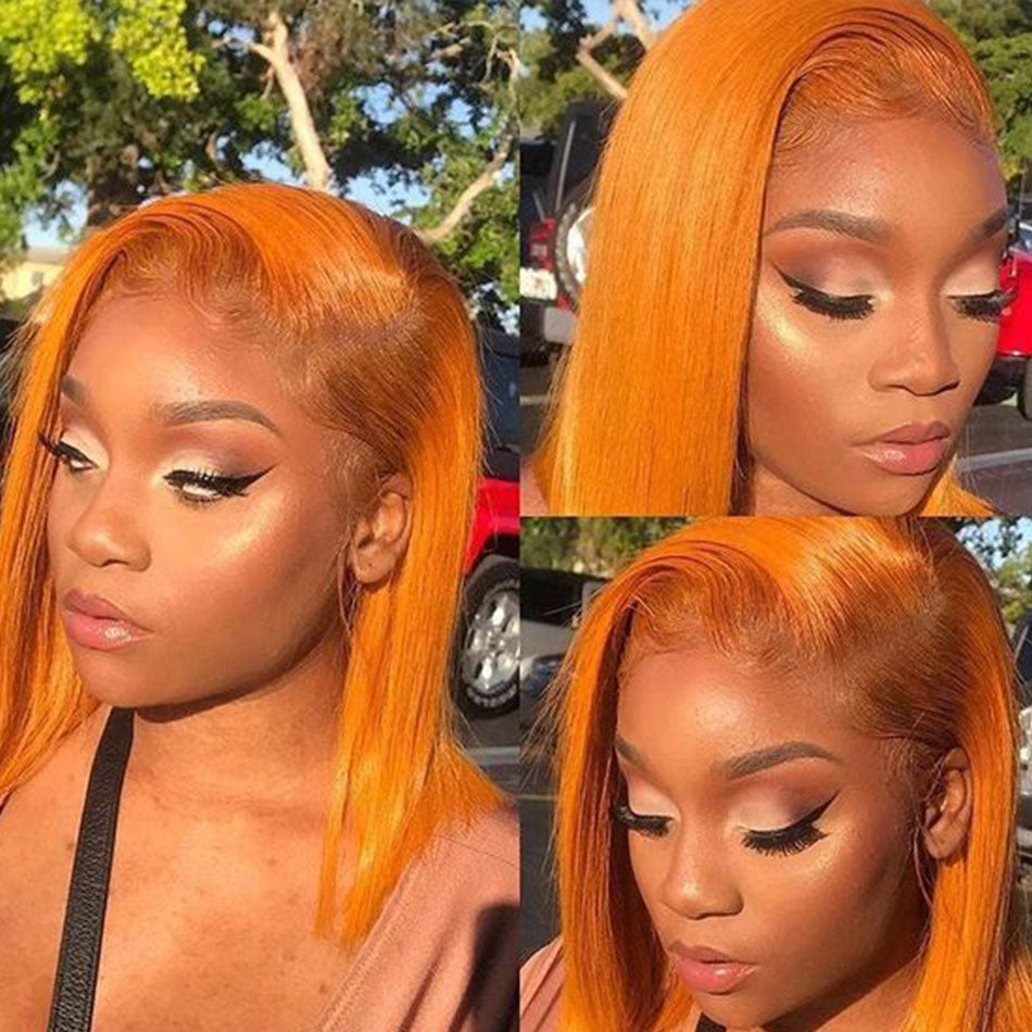 Ginger Wig Brazilian Human Hair Bob Wigs Straight 13x4 Lace Front Human Hair Wigs