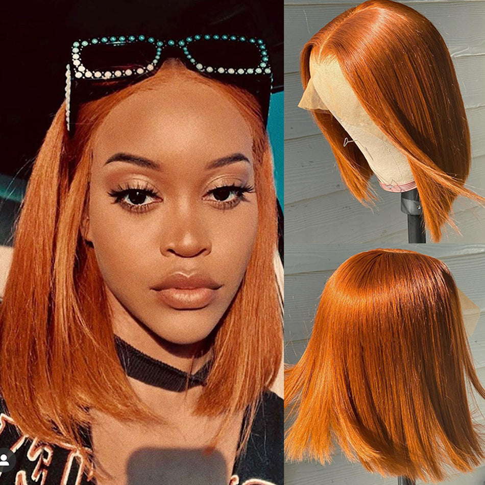 Ginger Wig Brazilian Human Hair Bob Wigs Straight 13x4 Lace Front Human Hair Wigs