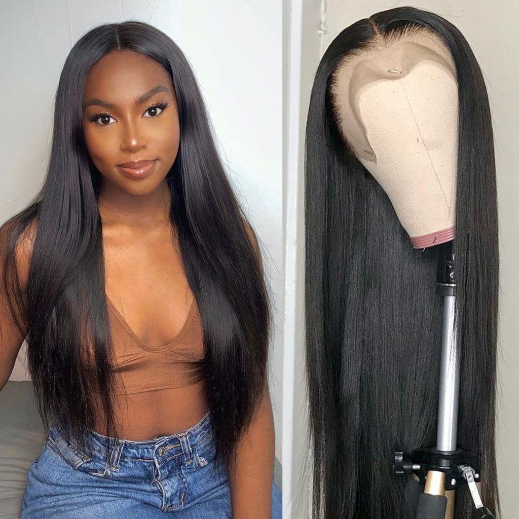 250% High Density Straight Human Hair Lace Front Wigs Pre Plucked Virgin Hair Blinghair