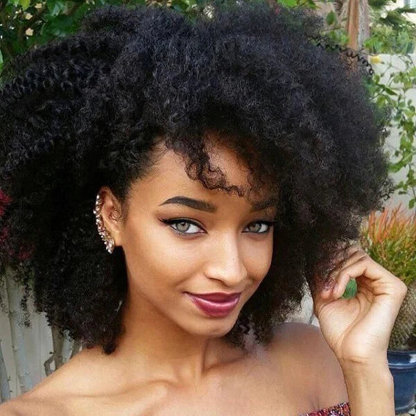 Afro Kinky Curly Natural Color Curly Wig 13x4 Lace Frontal Virgin Human Hair Wigs